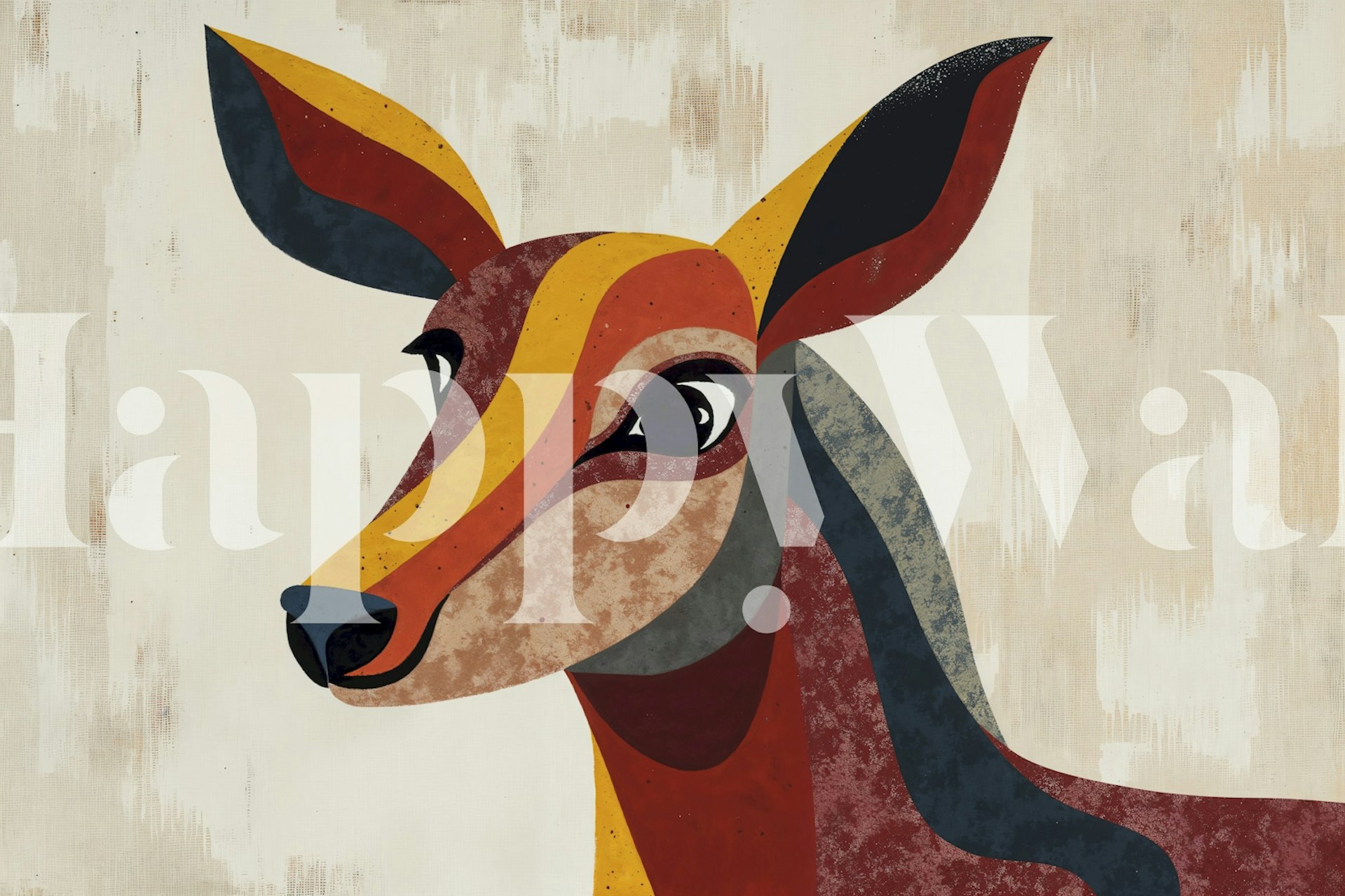 Modern artistic deer wallpaper in a room