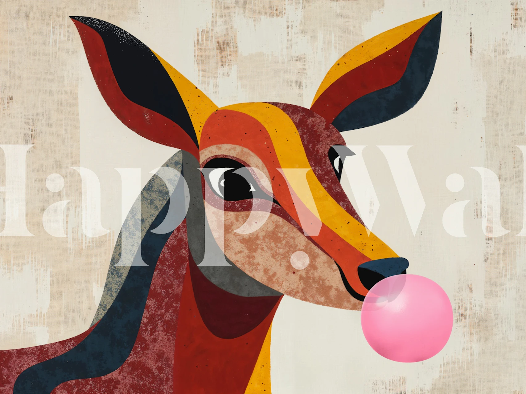 Papel de parede Modern Artistic Deer Design em um quarto