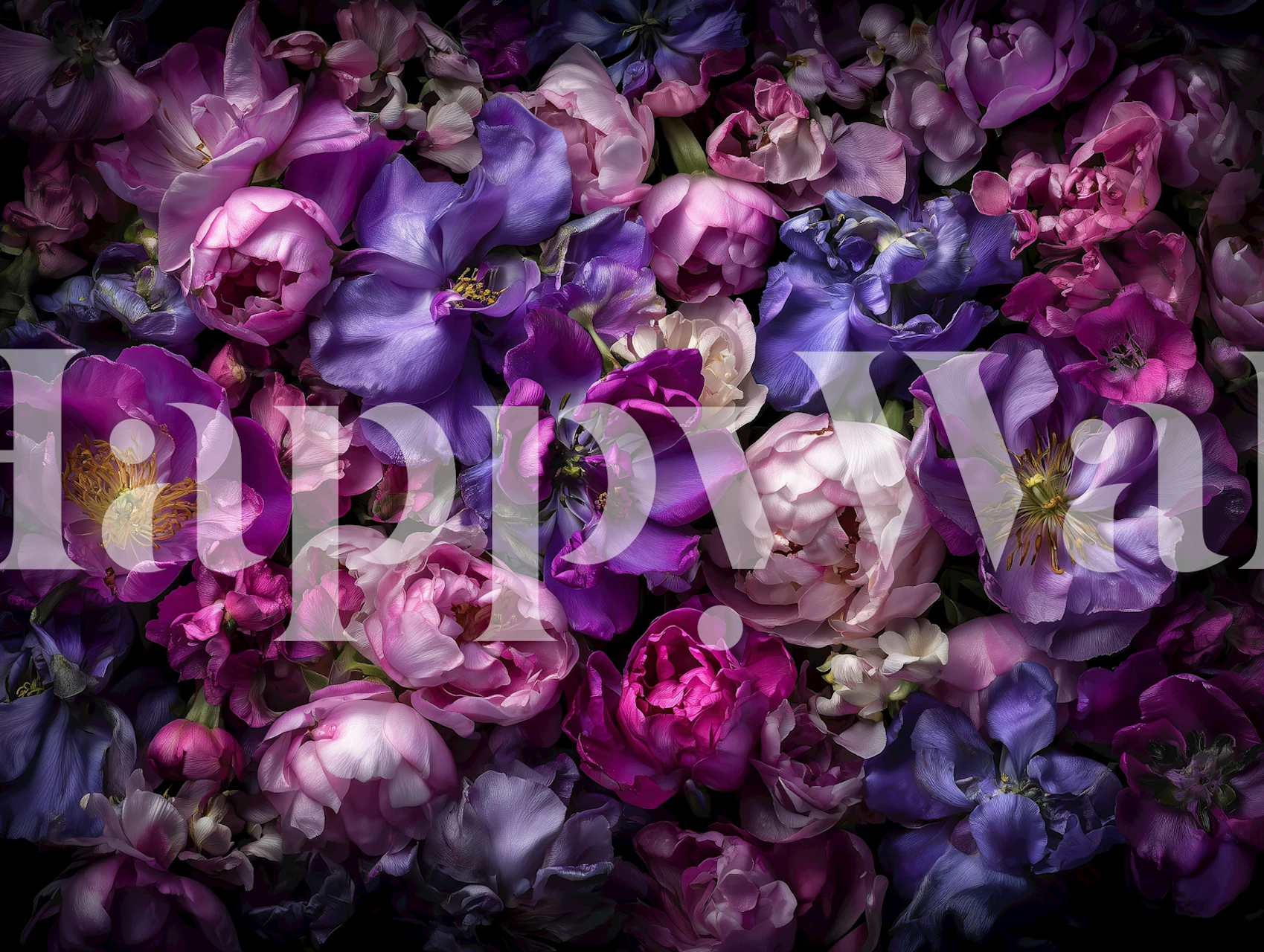 Midnight Flower Fantasy cvjetni mural u sobi