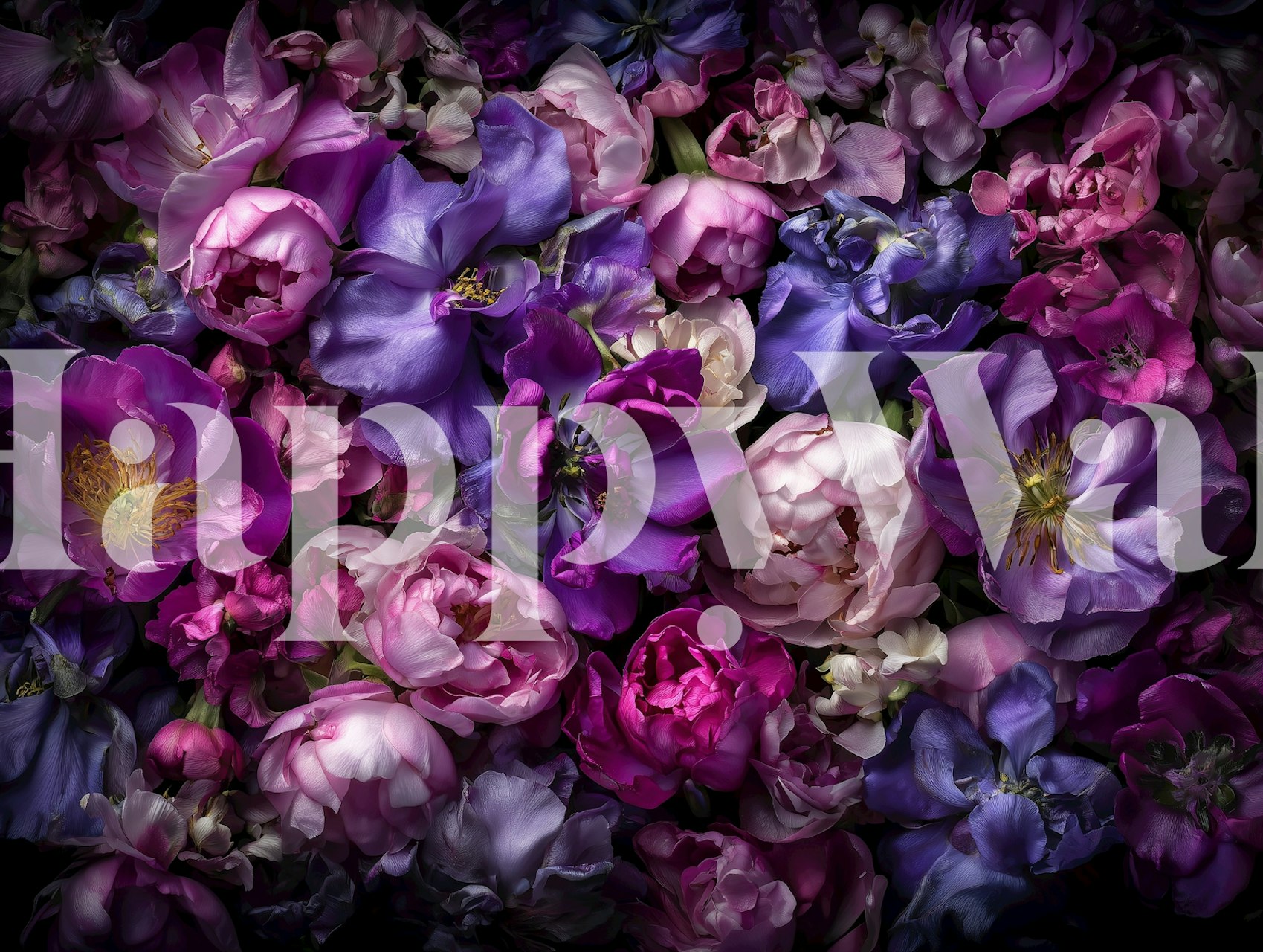 Midnight Flower Fantasy floral wallpaper in a room