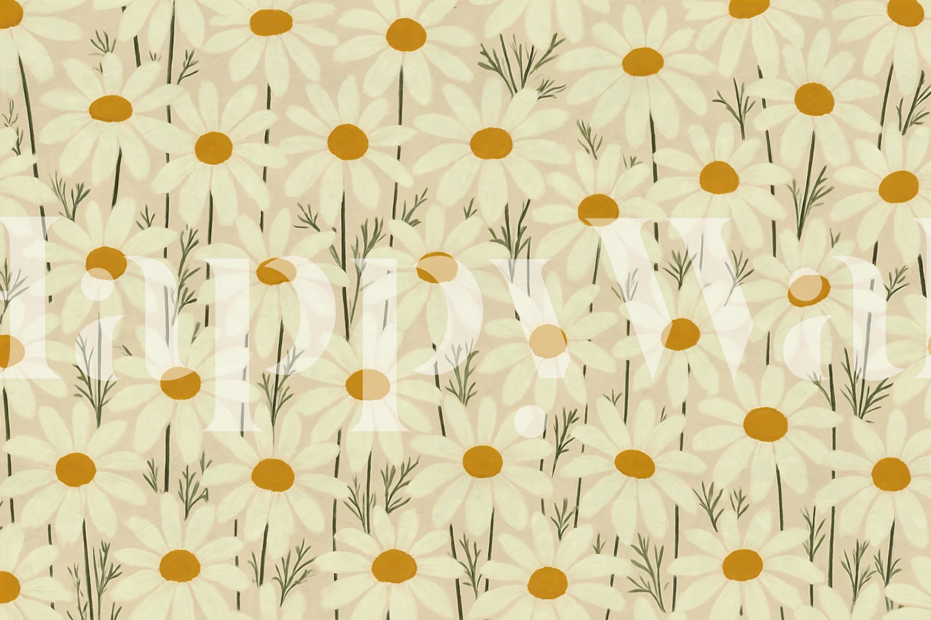 Daisies Dance papier peint dans une déco de pièce