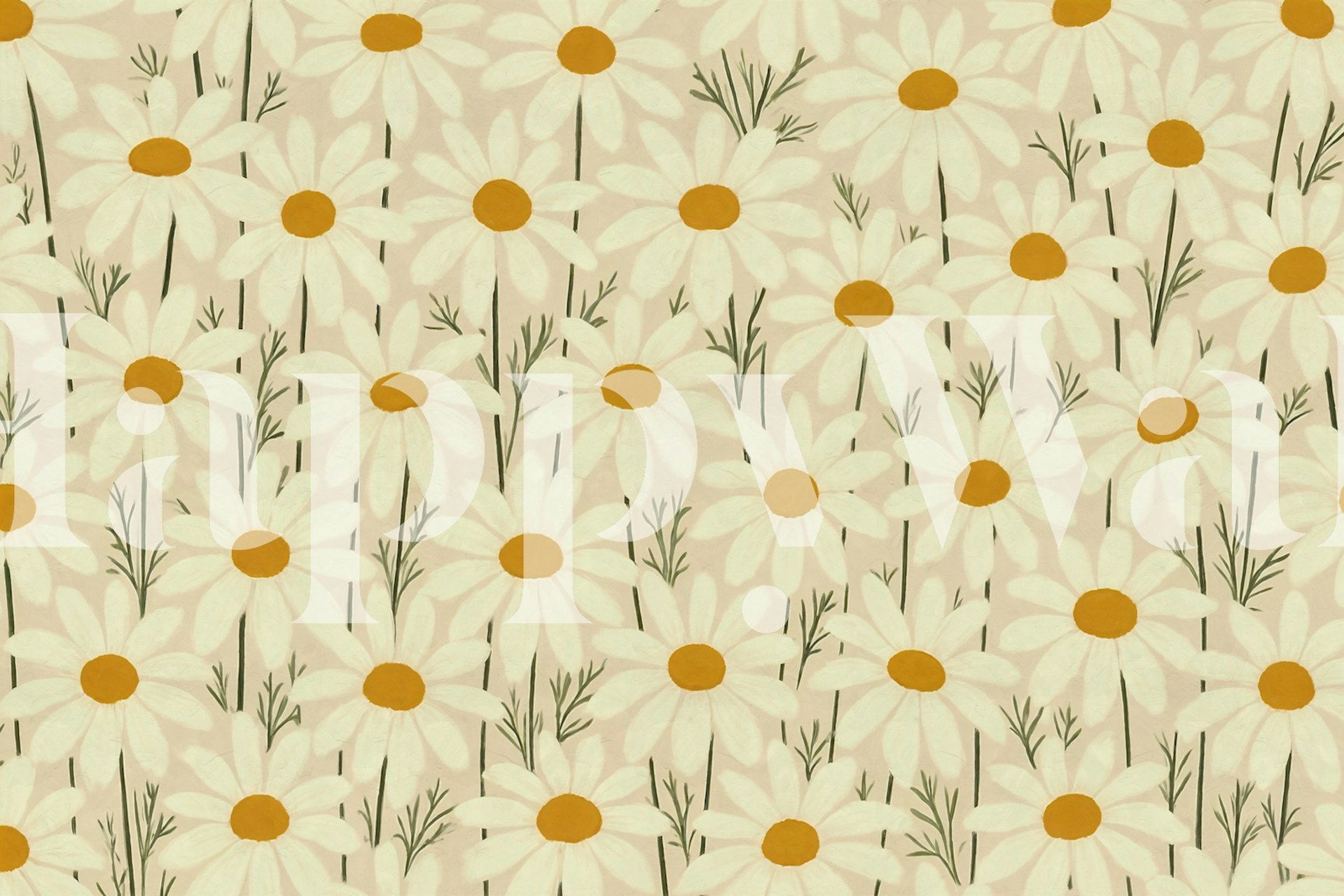 Daisies Dance ταπετσαρία σε μια διακόσμηση δωματίου
