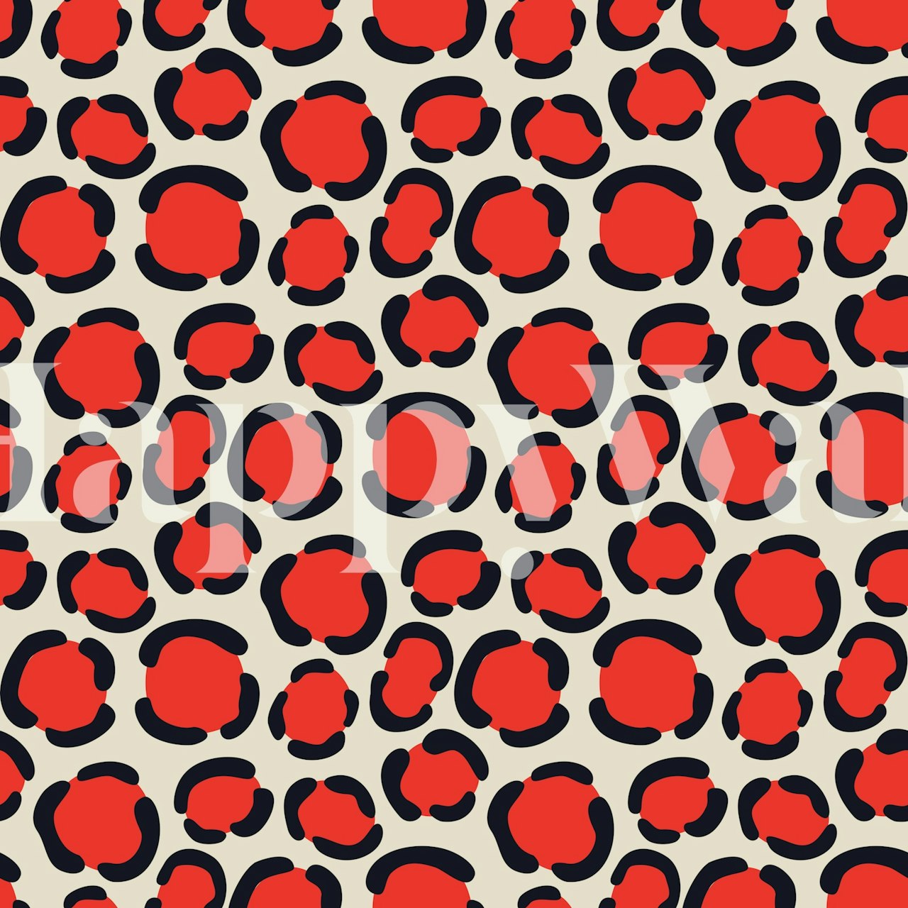 Red and black cheetah spots pattern wallpaper