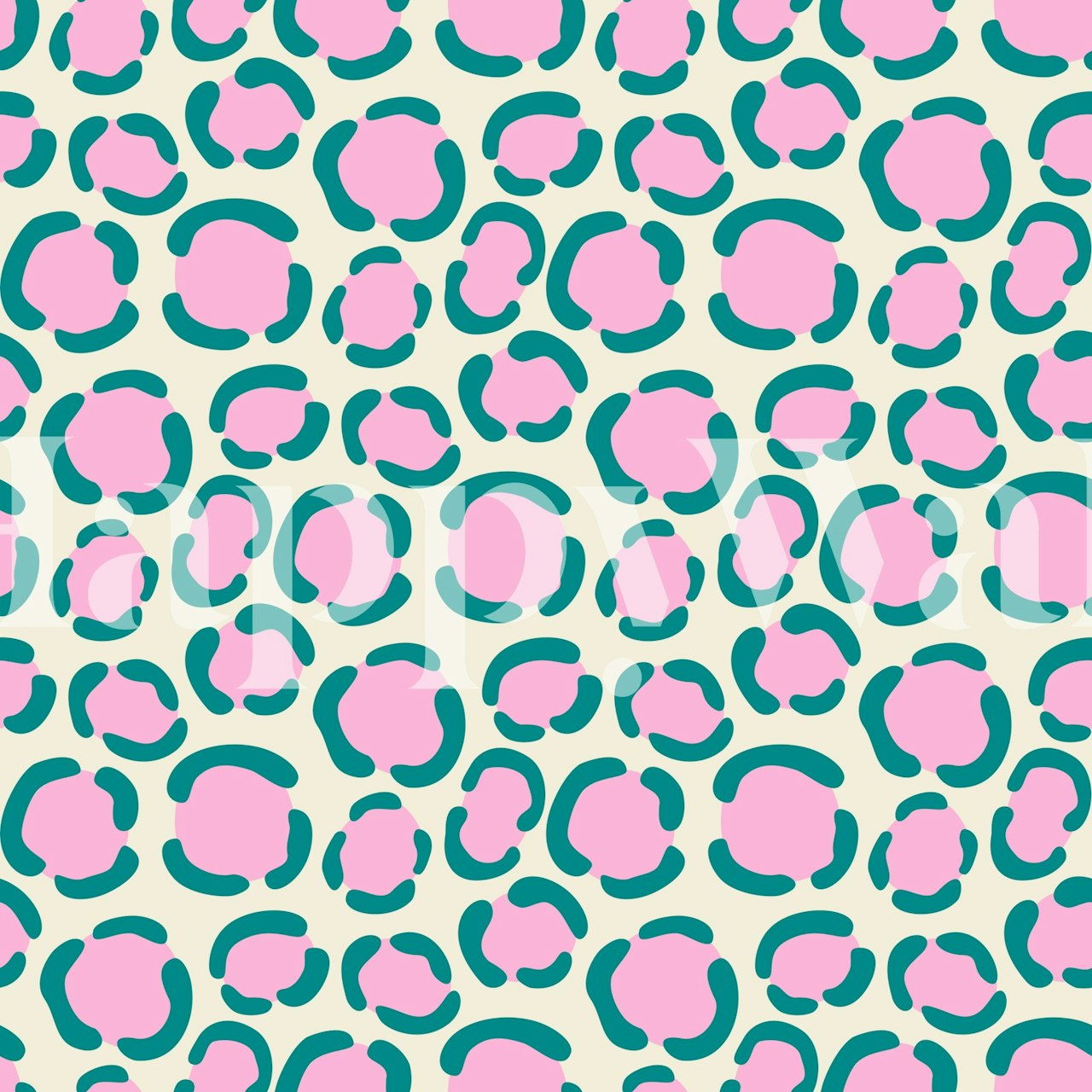 Bold Leopard Cheetah Spots Pink Green behang in de kamer