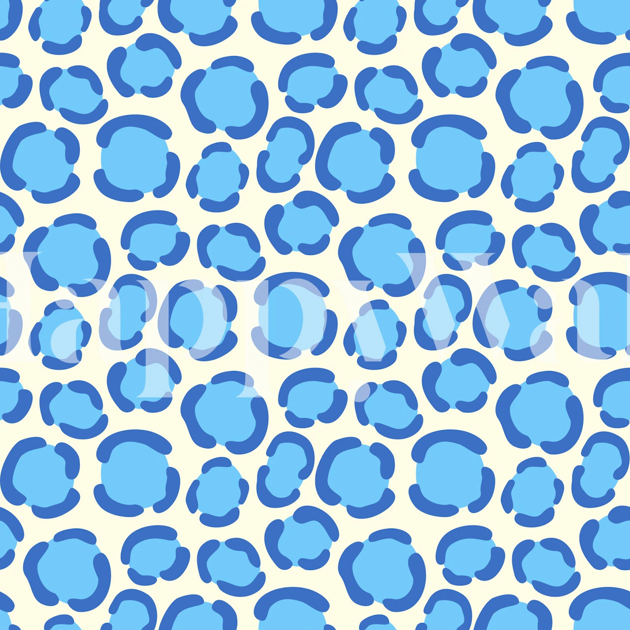 Bold Leopard Cheetah Spots Blue papel pintado en una habitación