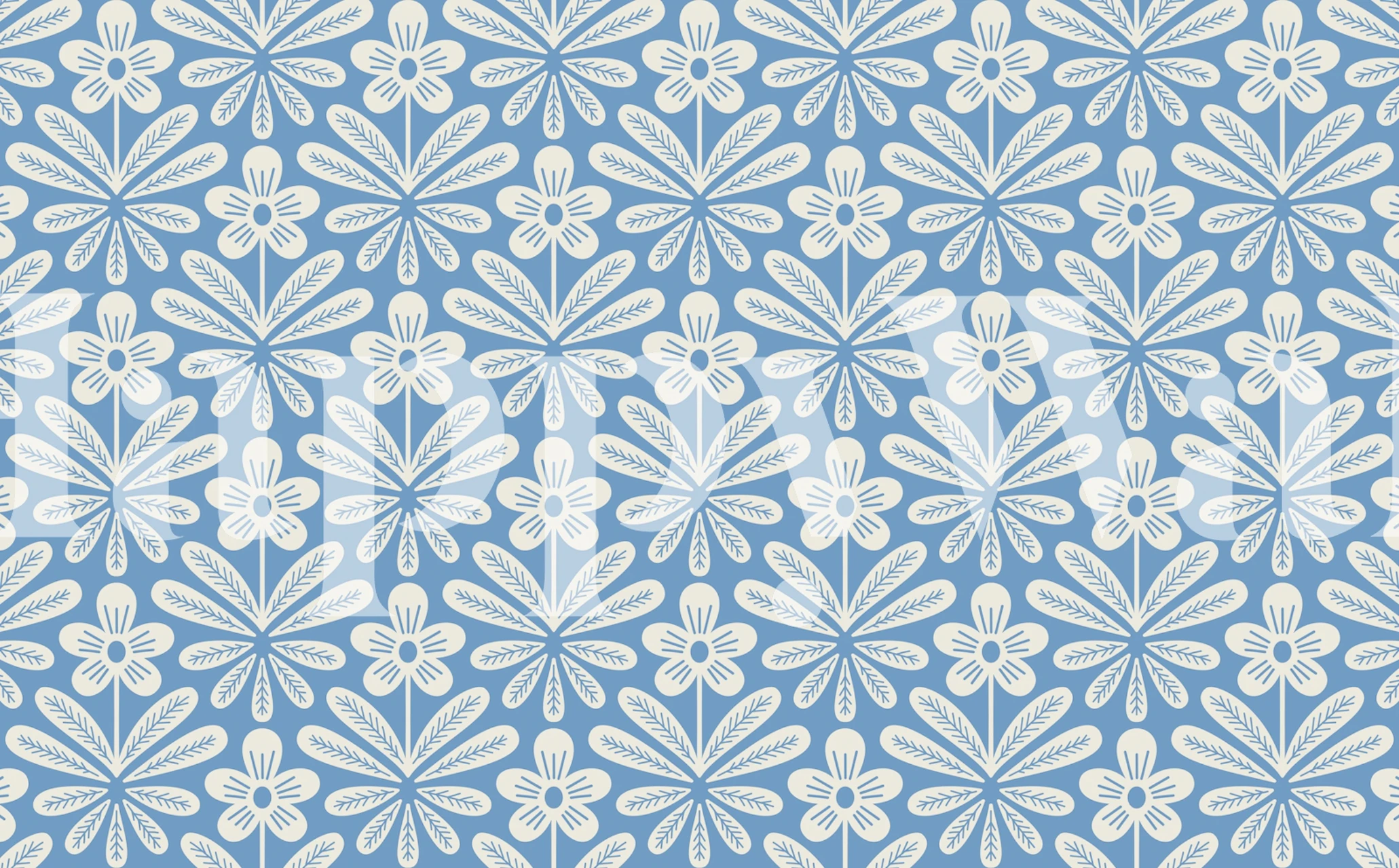 Elegant blue floral wallpaper design in a room