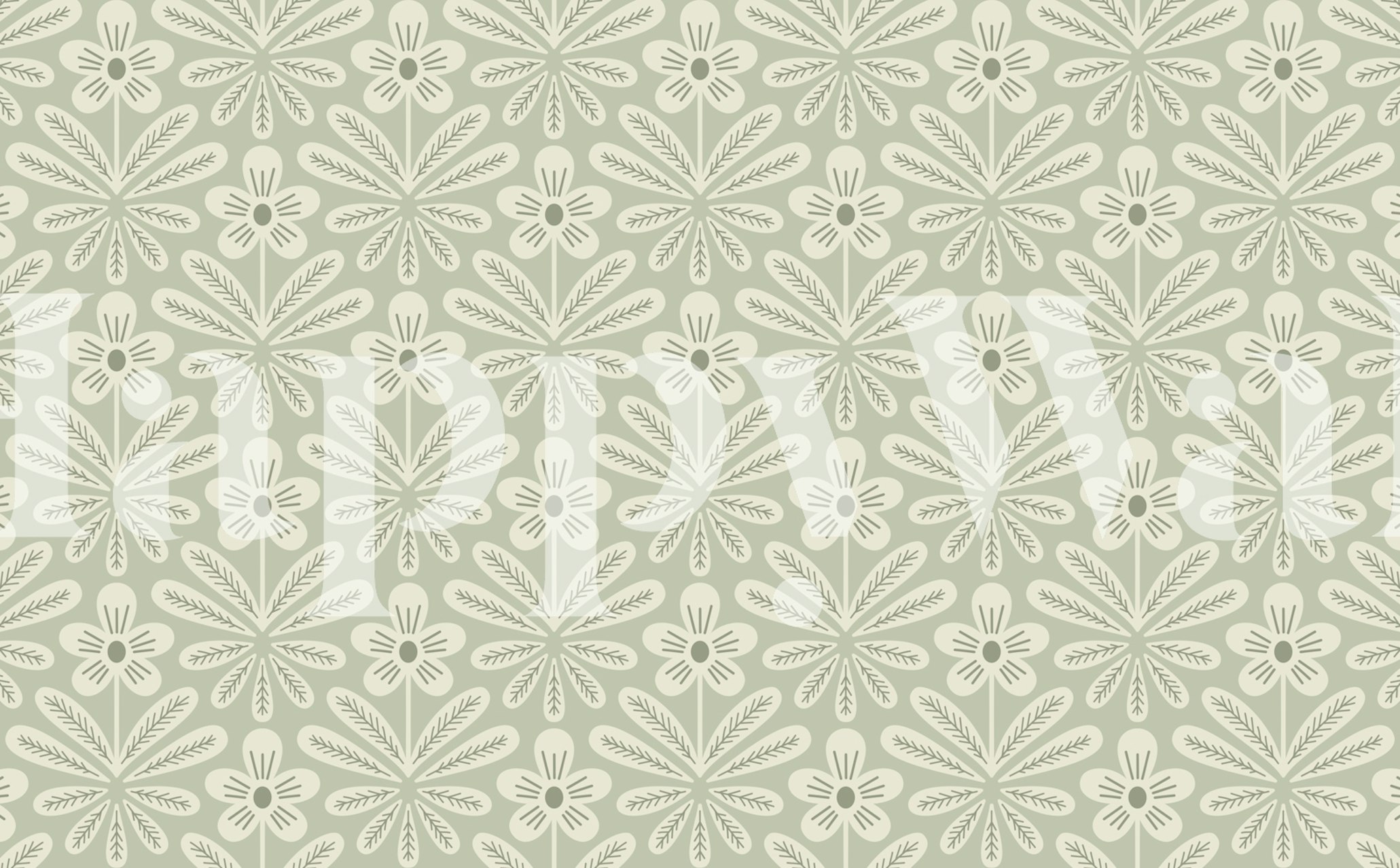 Elegant Floral Serenity Light Sage tapeta v místnosti