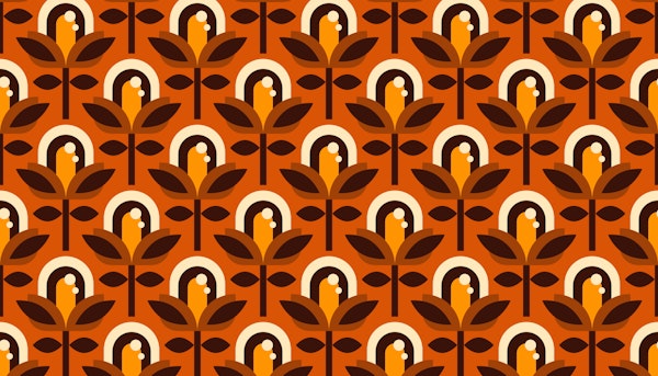 Retro Bloom Symphony Brown Orange