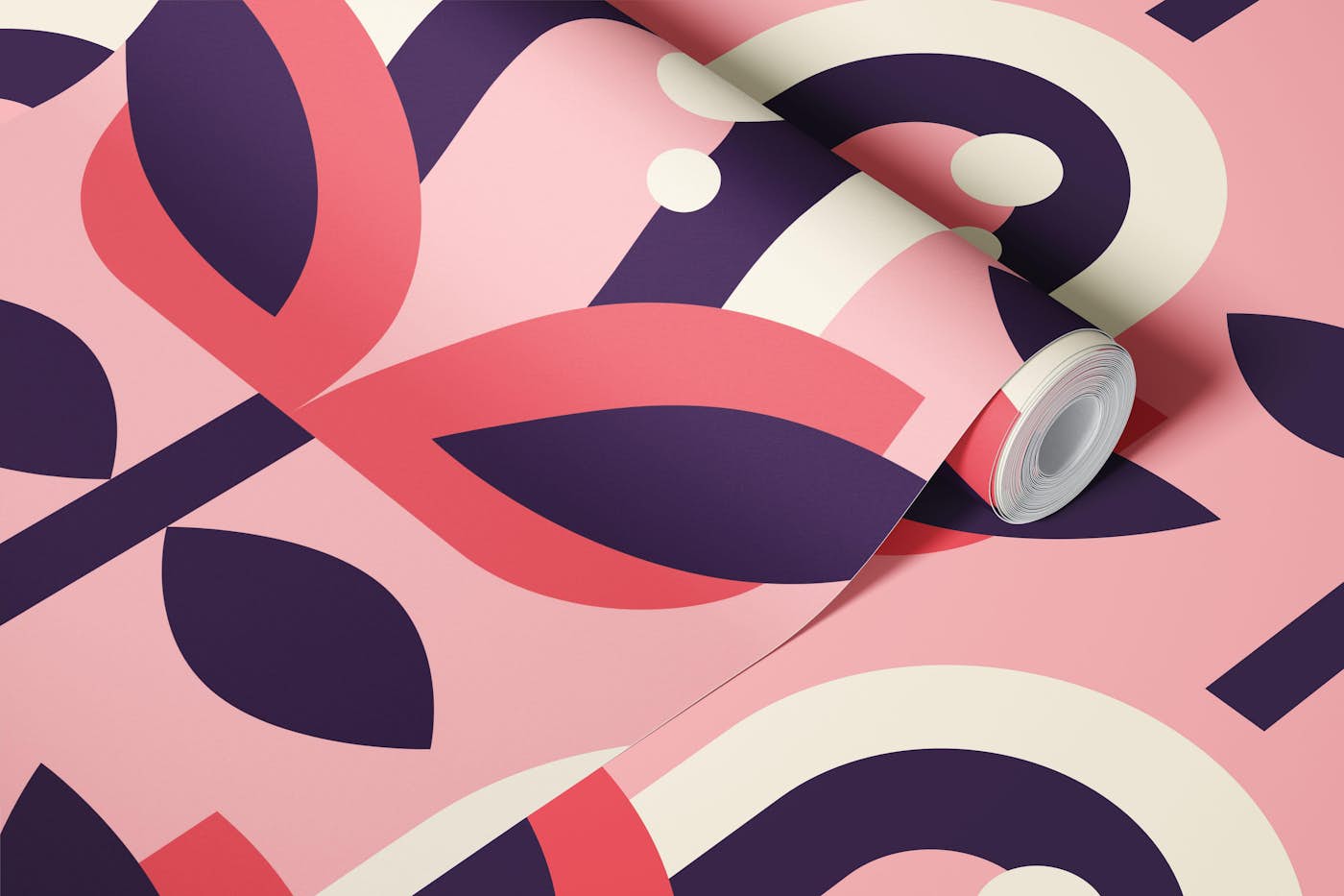 Stylized Retro Pink Flower Elegance wallpaper roll