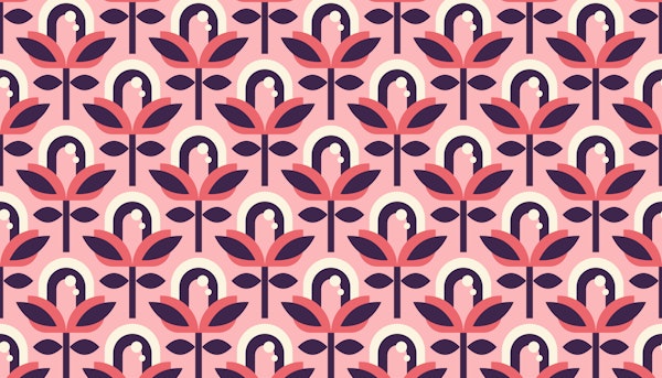 Stylized Retro Pink Flower Elegance
