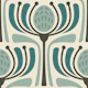 Mid-Century Modern Bloom in Teal - L