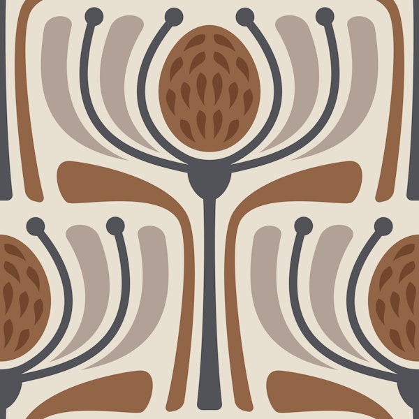 Mid-Century Modern Bloom in Brown - L