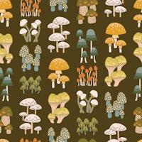 Mille champignons in olive green tapete