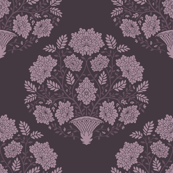 Damask flower basket in lavender