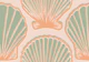 Scallop shells in green and peach