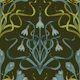 Art nouveau snowdrop and crocus dark green