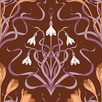 Art nouveau snowdrop and crocus burgundy ταπετσαρία