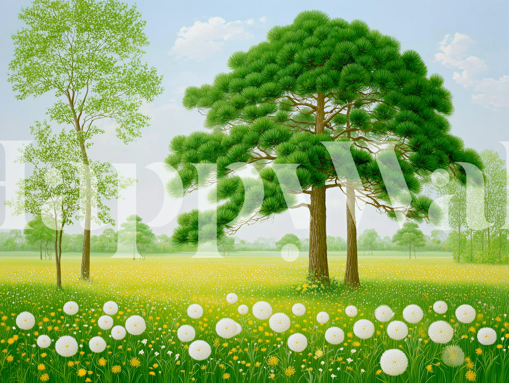 Summer Fields Harmony behang in een lichte kamer