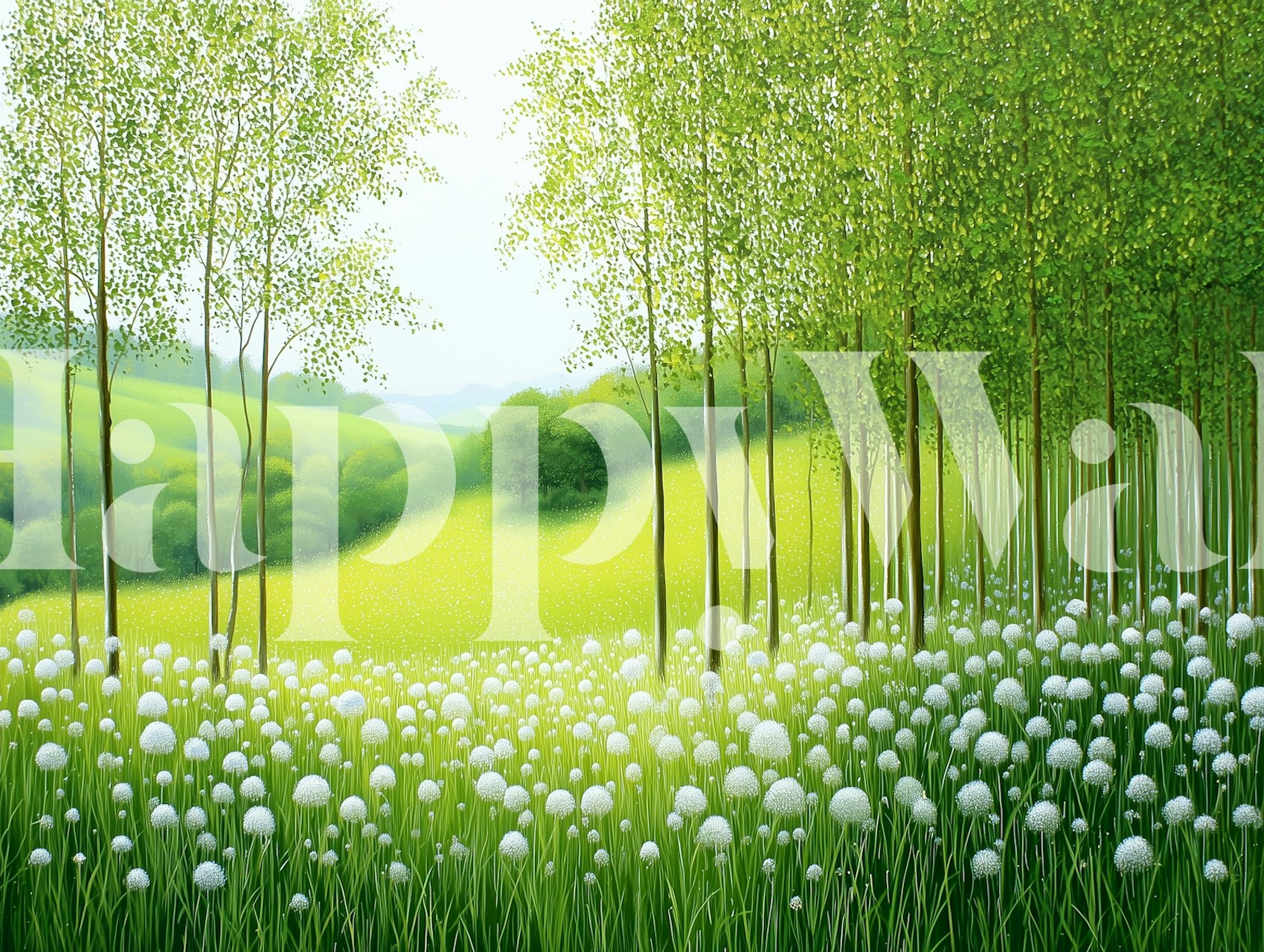 Tranquil Forest Meadow wallpaper in a room