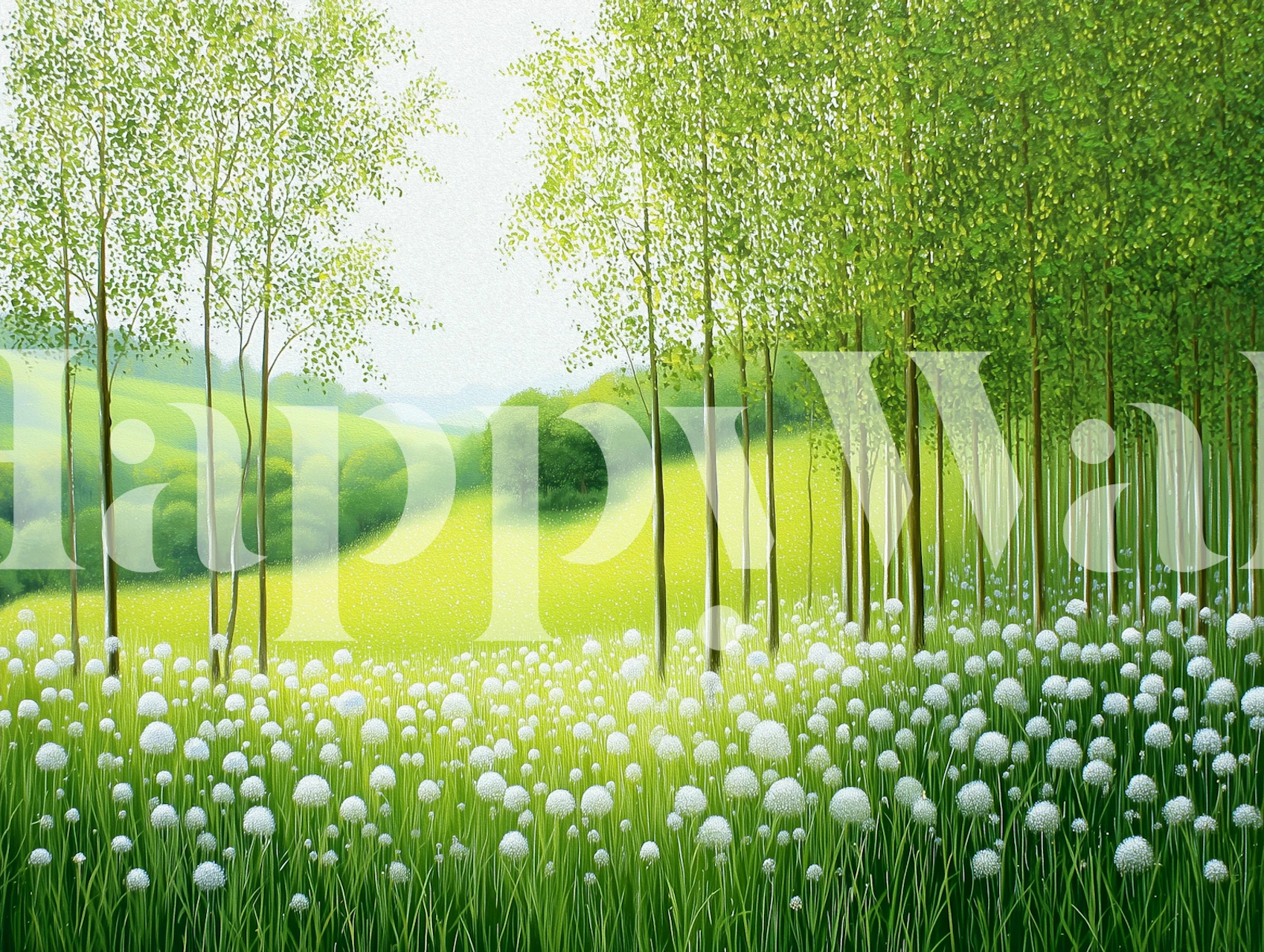 Tranquil Forest Meadow wallpaper in a room