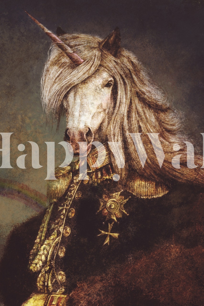Unicorn portrait in regal attire vintage wallpaper