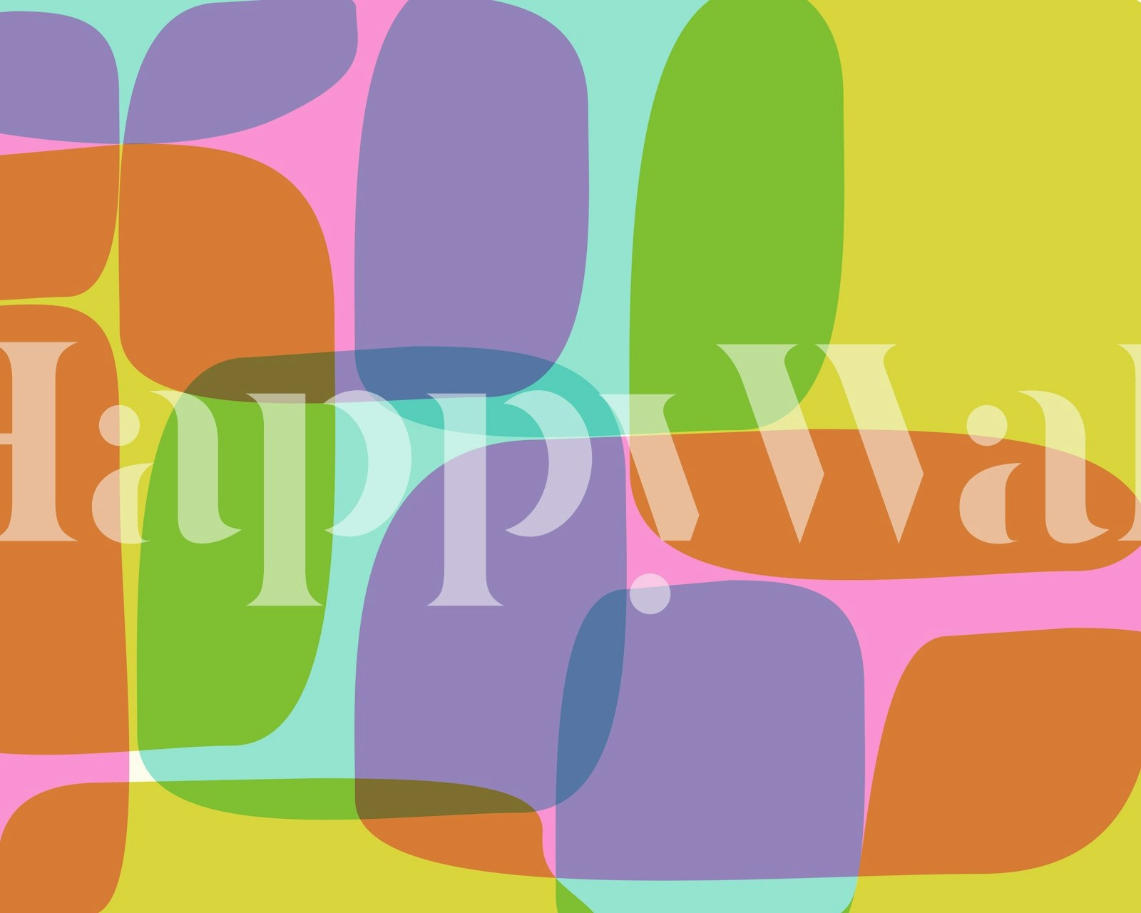 Colorful geometric shapes in pink, green, orange, and blue wallpaper