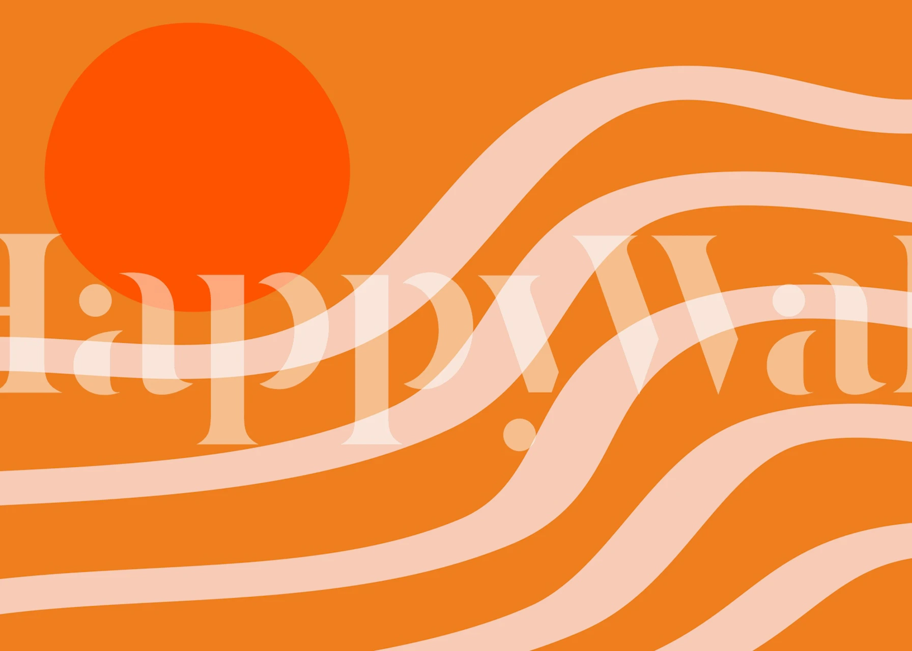 Desert Sunrise in Orange wallpaper displayed in a room