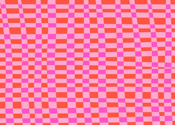 Retro Checkered Waves in Pink