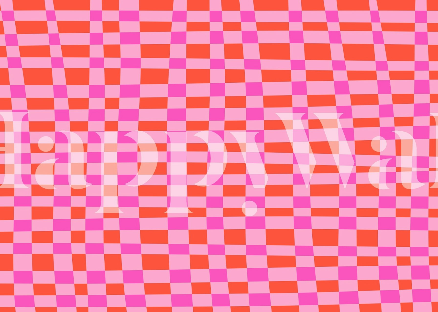 Wavy checkered pattern in shades of pink and red wallpaper