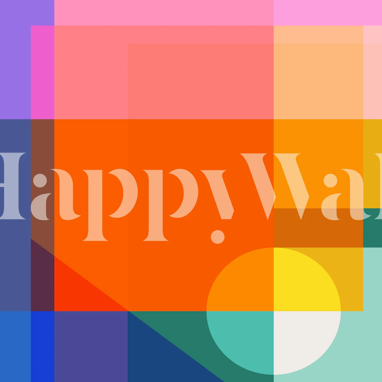 Colorful geometric shapes in orange, pink, yellow, and blue wallpaper