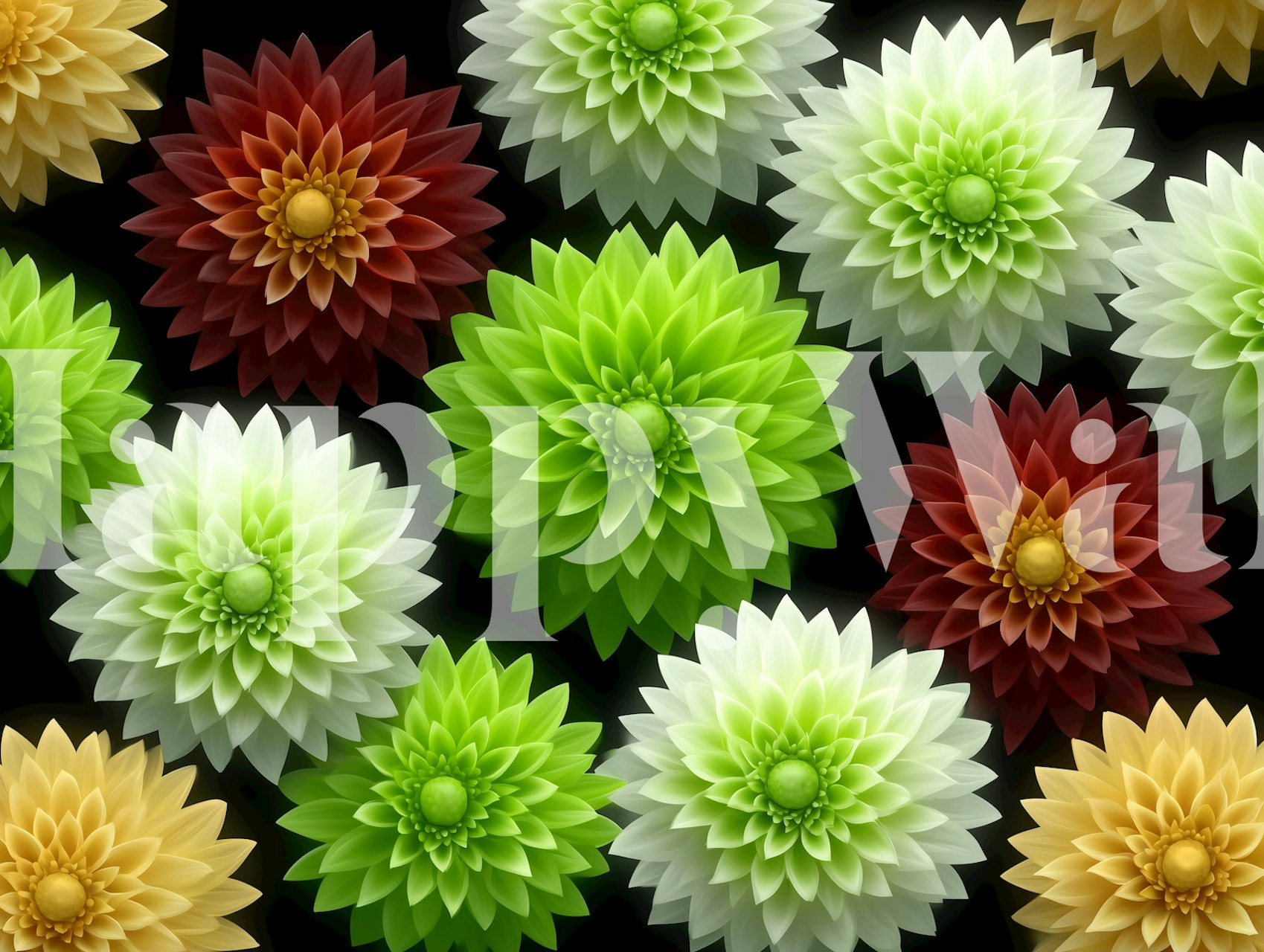 Bold Dahlia Bloom wallpaper in a room