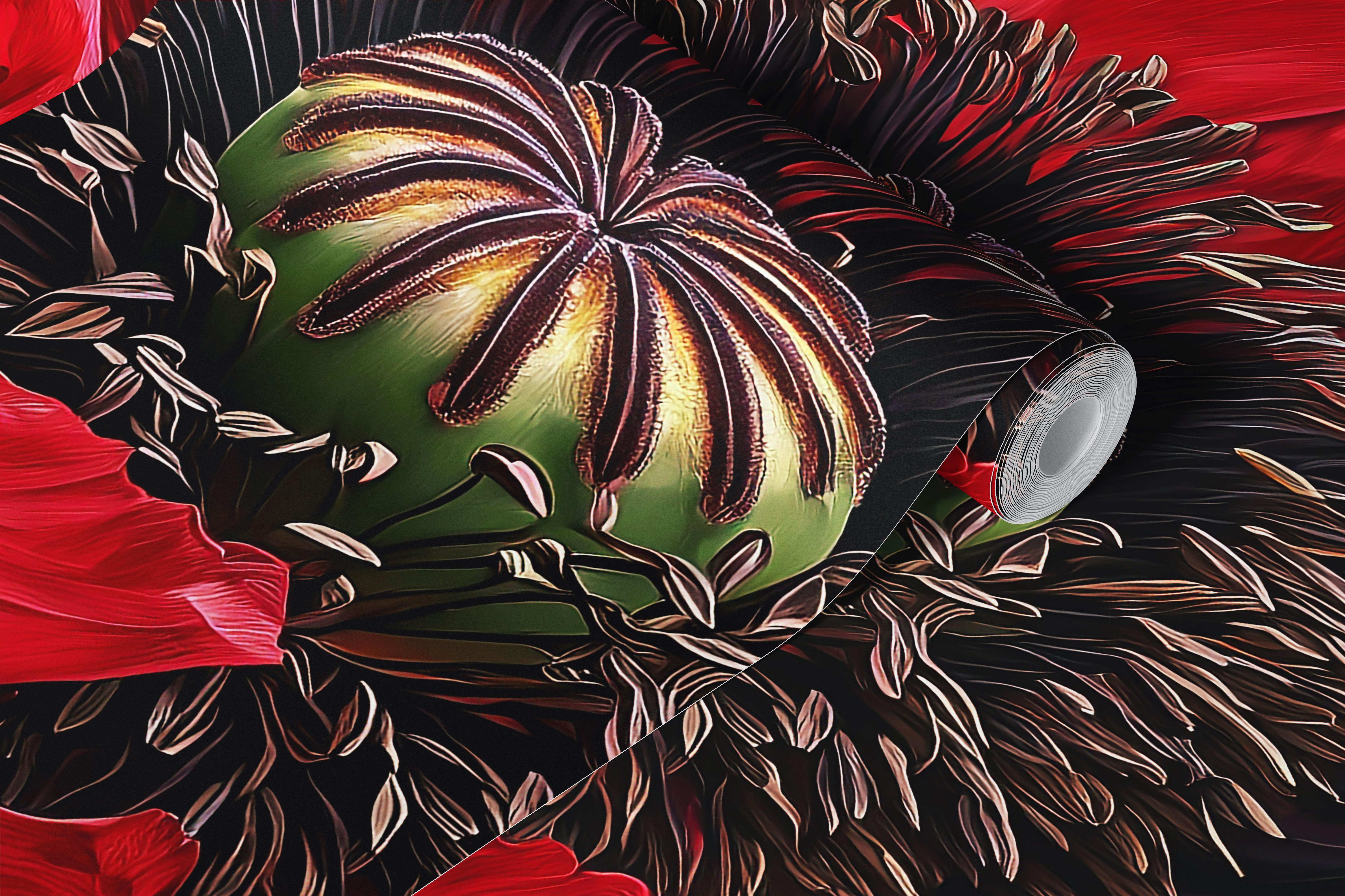 Red Poppy Radiance wallpaper in a room (5/10)