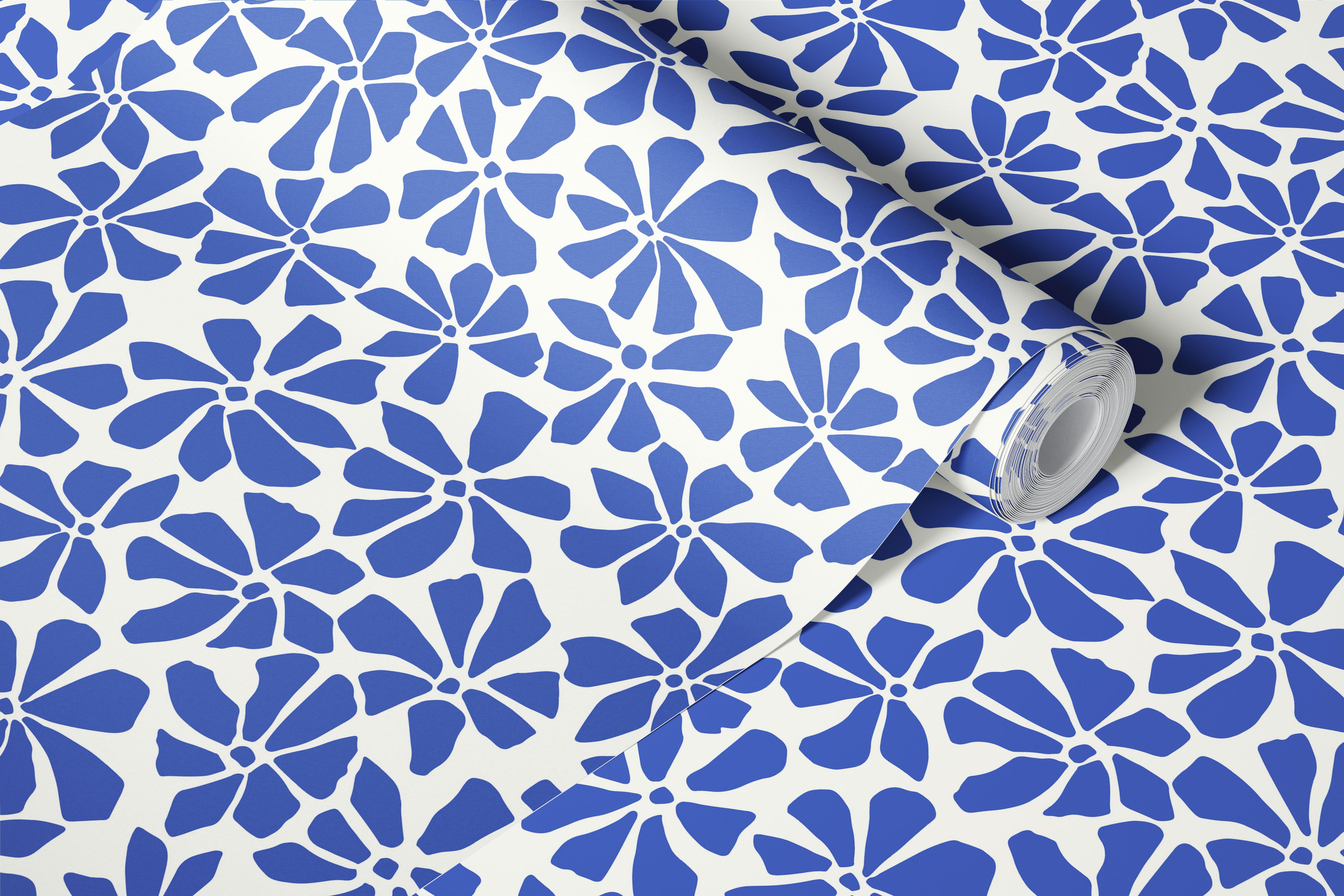 Vibrant Blue Blossoms tapet i ett rum