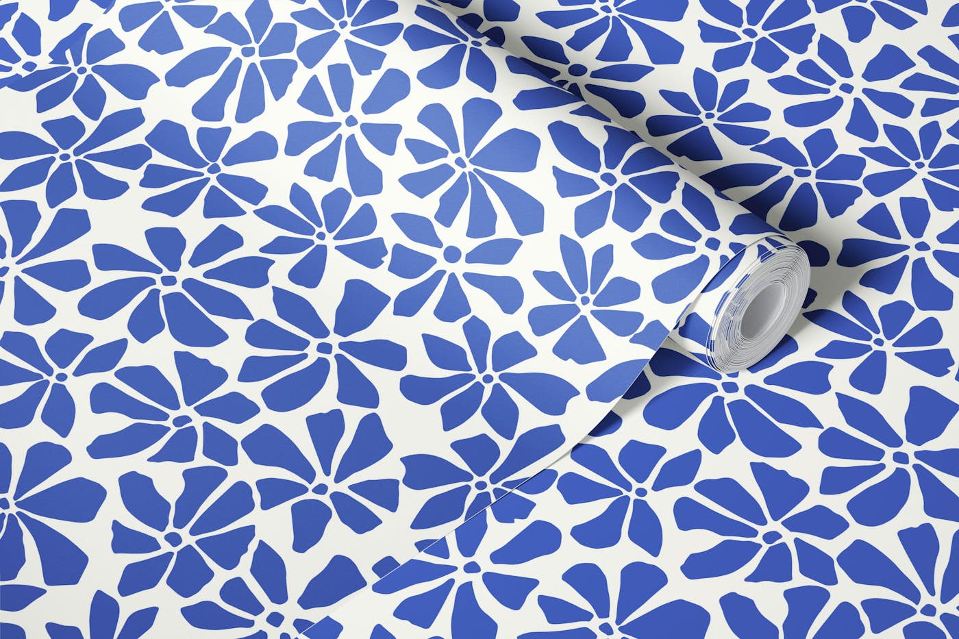 Vibrant Blue Blossoms wallpaper roll