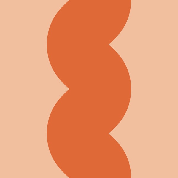 Retro bold peach & persimmon wavy stripe