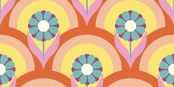 Bright Boho Retro Floral Rainbow