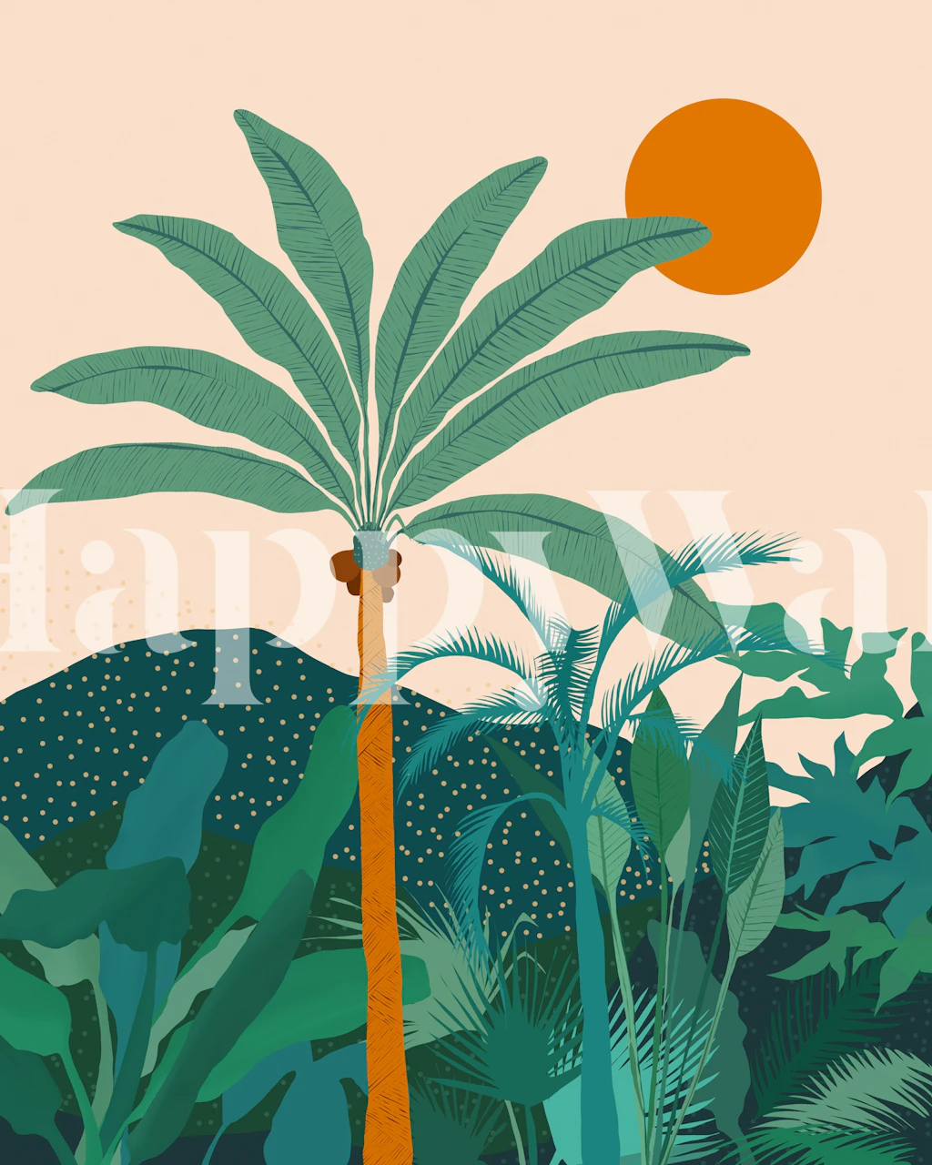 Tropical Palm Vibes wallpaper in a room