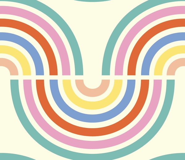 Retro bright rainbow geometric wave