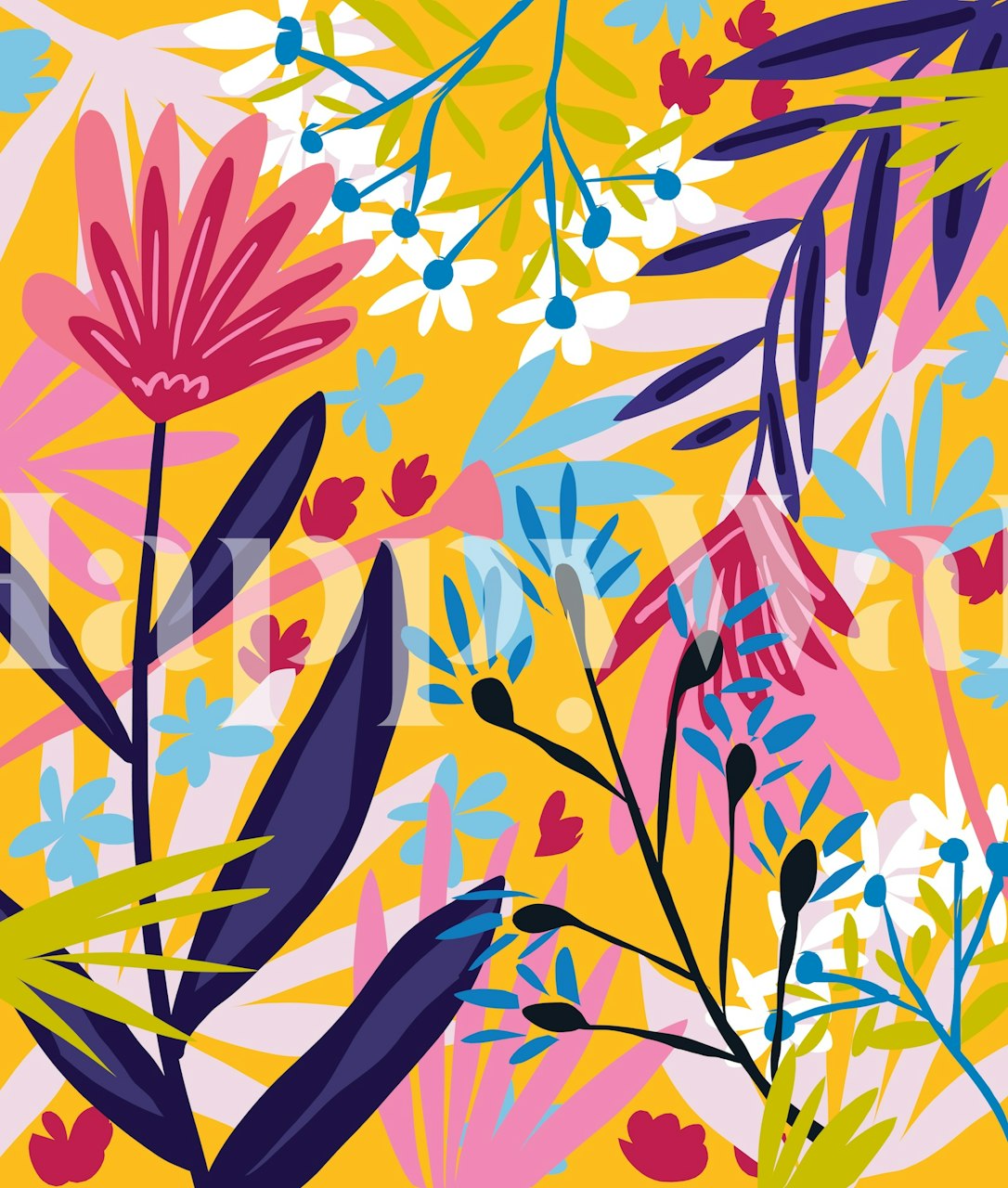 Blommig tapetdesign i ett rum