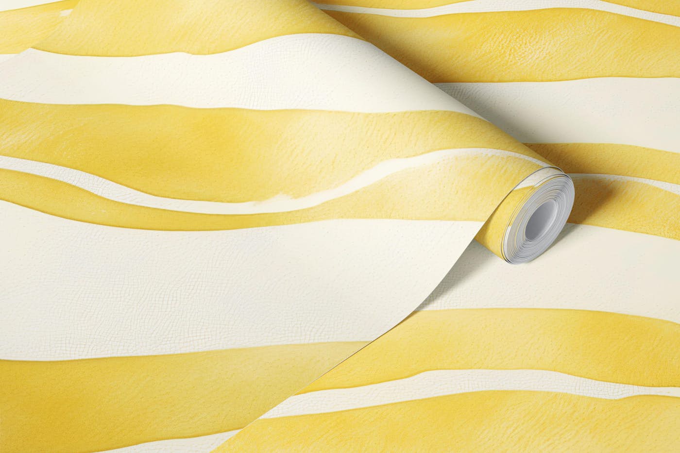 Butter Yellow Waves wallpaper roll