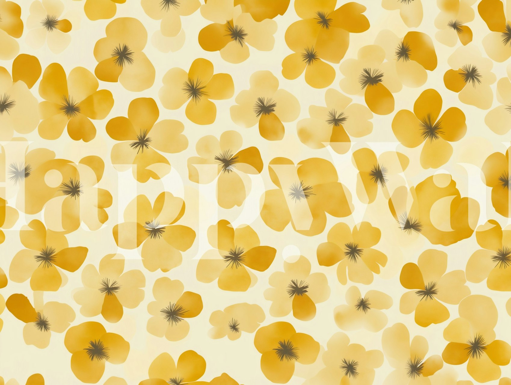 Yellow floral patterns with dark centers wallpaper