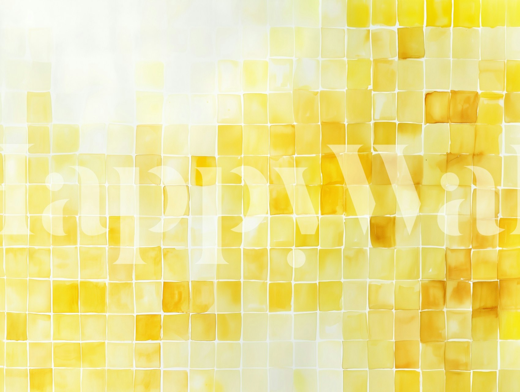 Yellow tile pattern wallpaper in a room