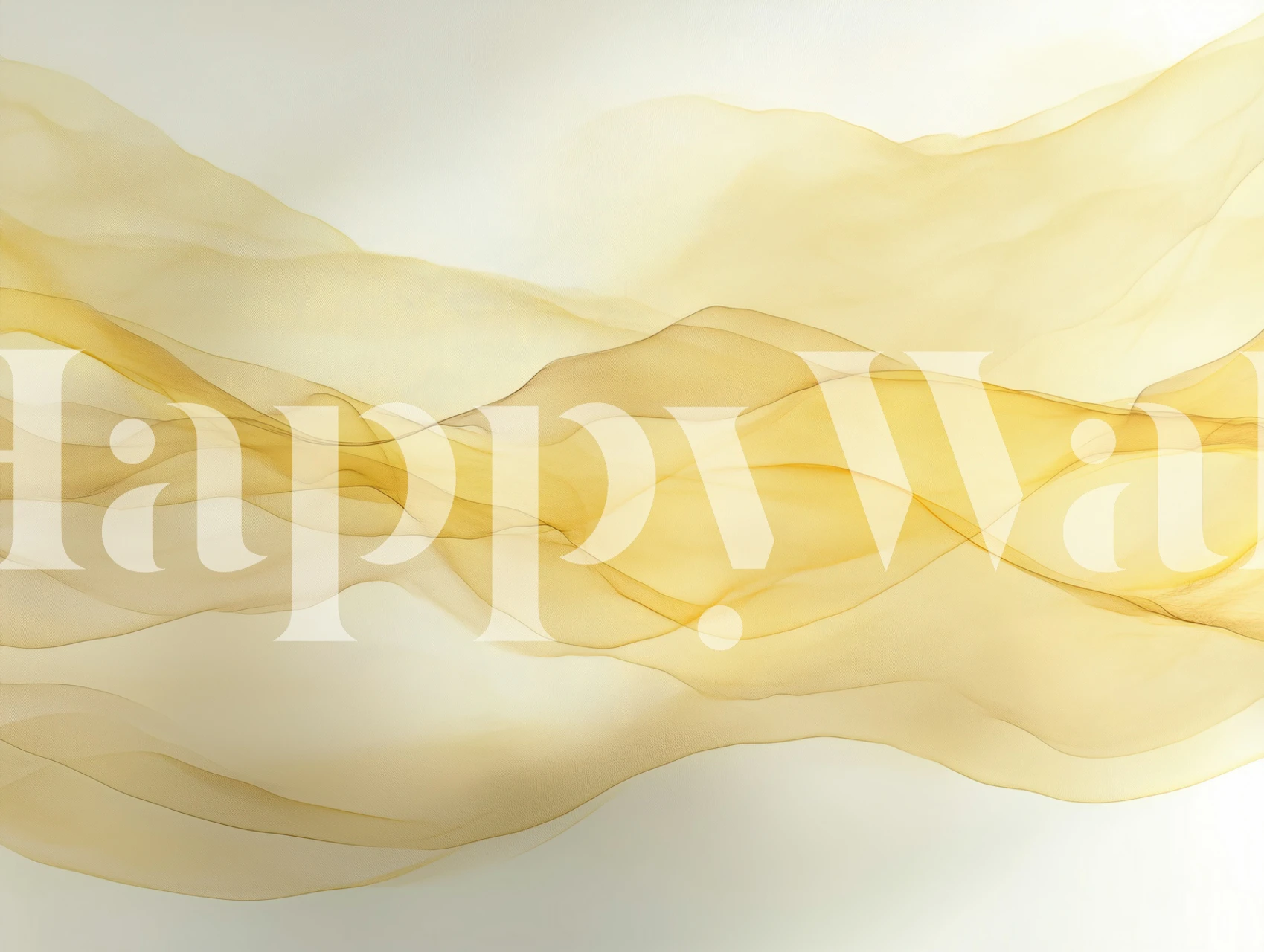 Flowing yellow waves on a soft white background wallpaper