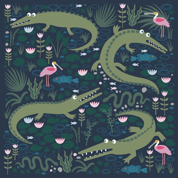 American Alligators and Spoonbills - mural