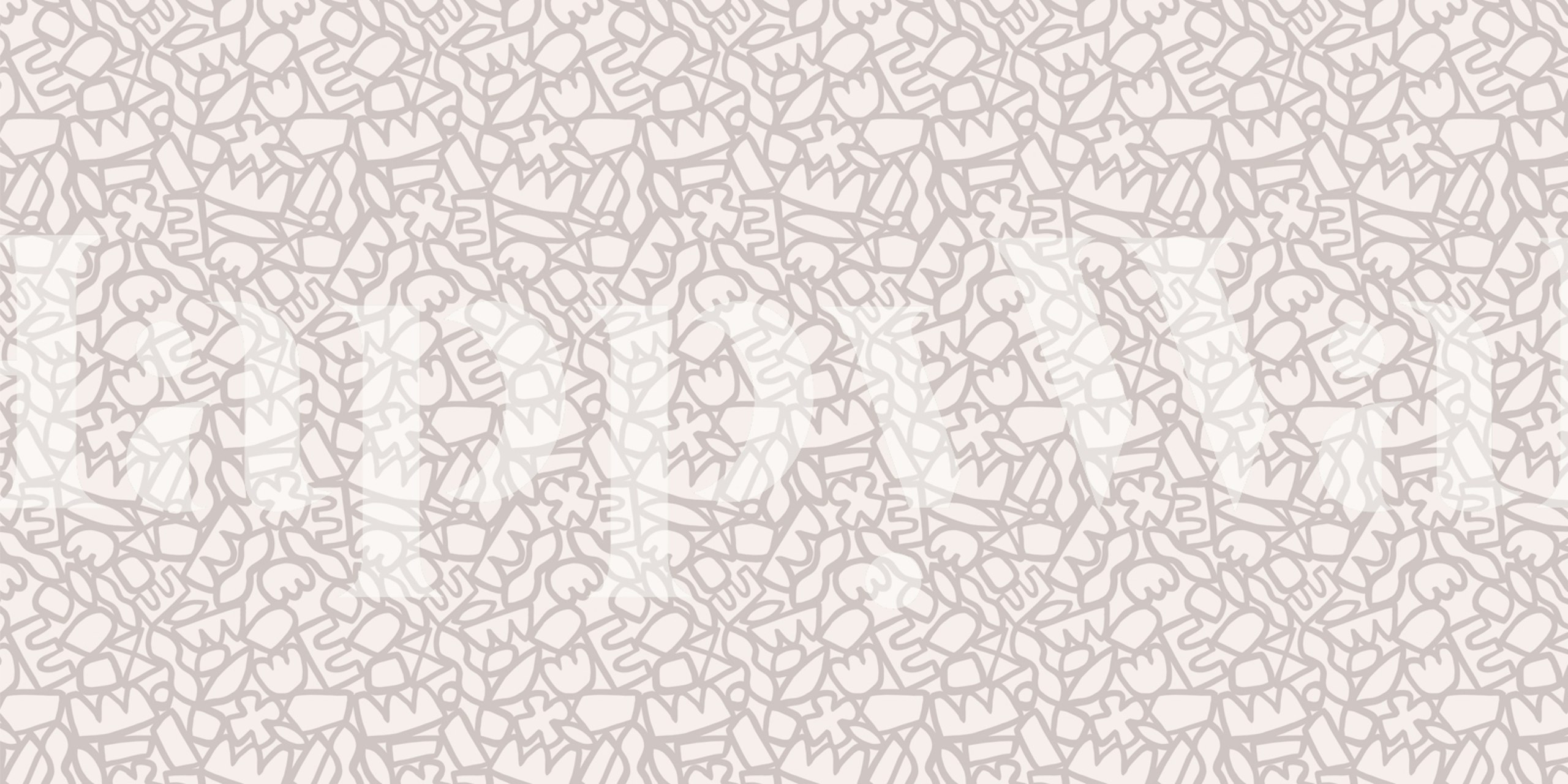 Beige abstract floral pattern wallpaper with line art design