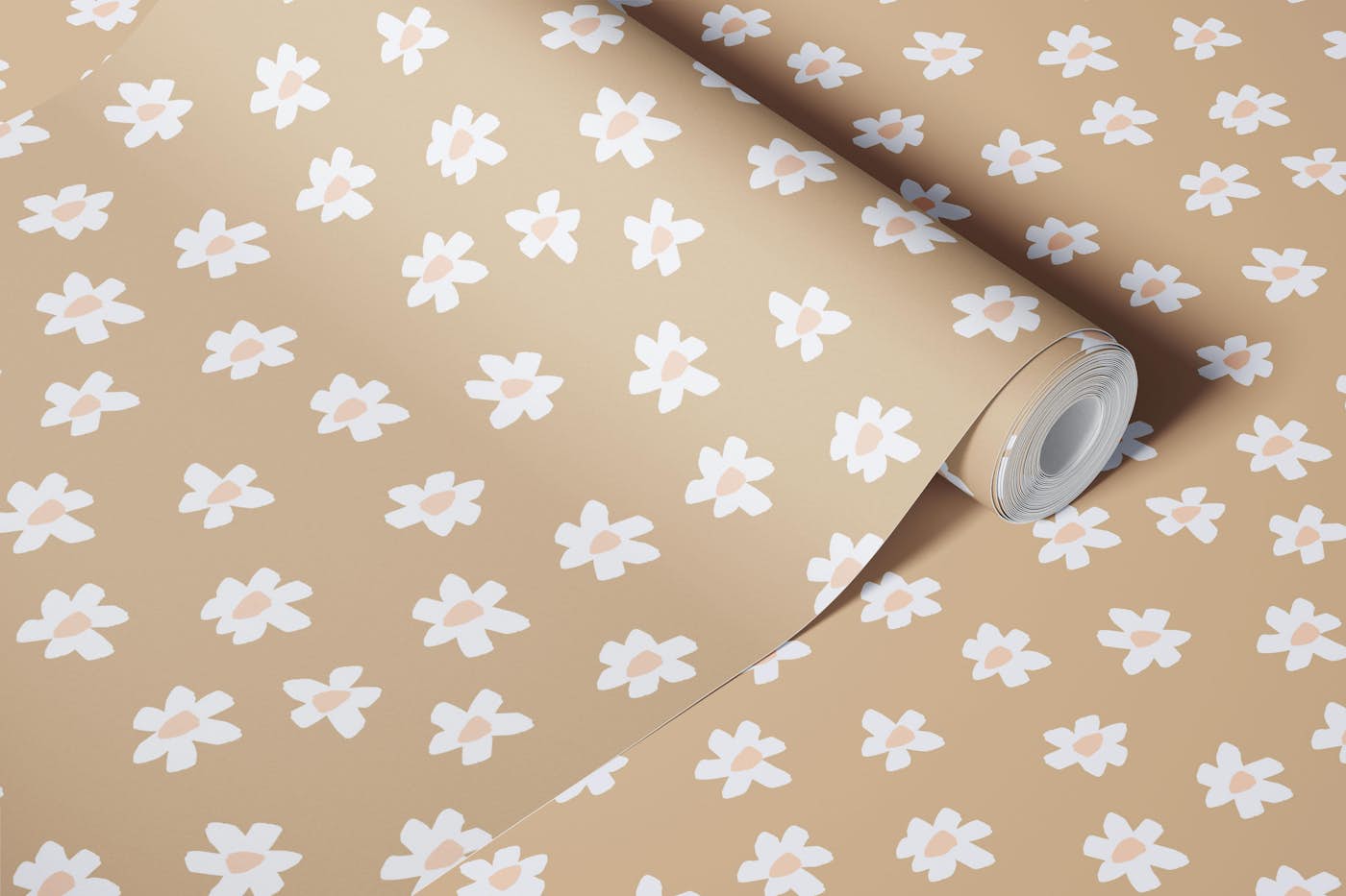 Delicate Floral Blossoms - Beige and Pink wallpaper roll