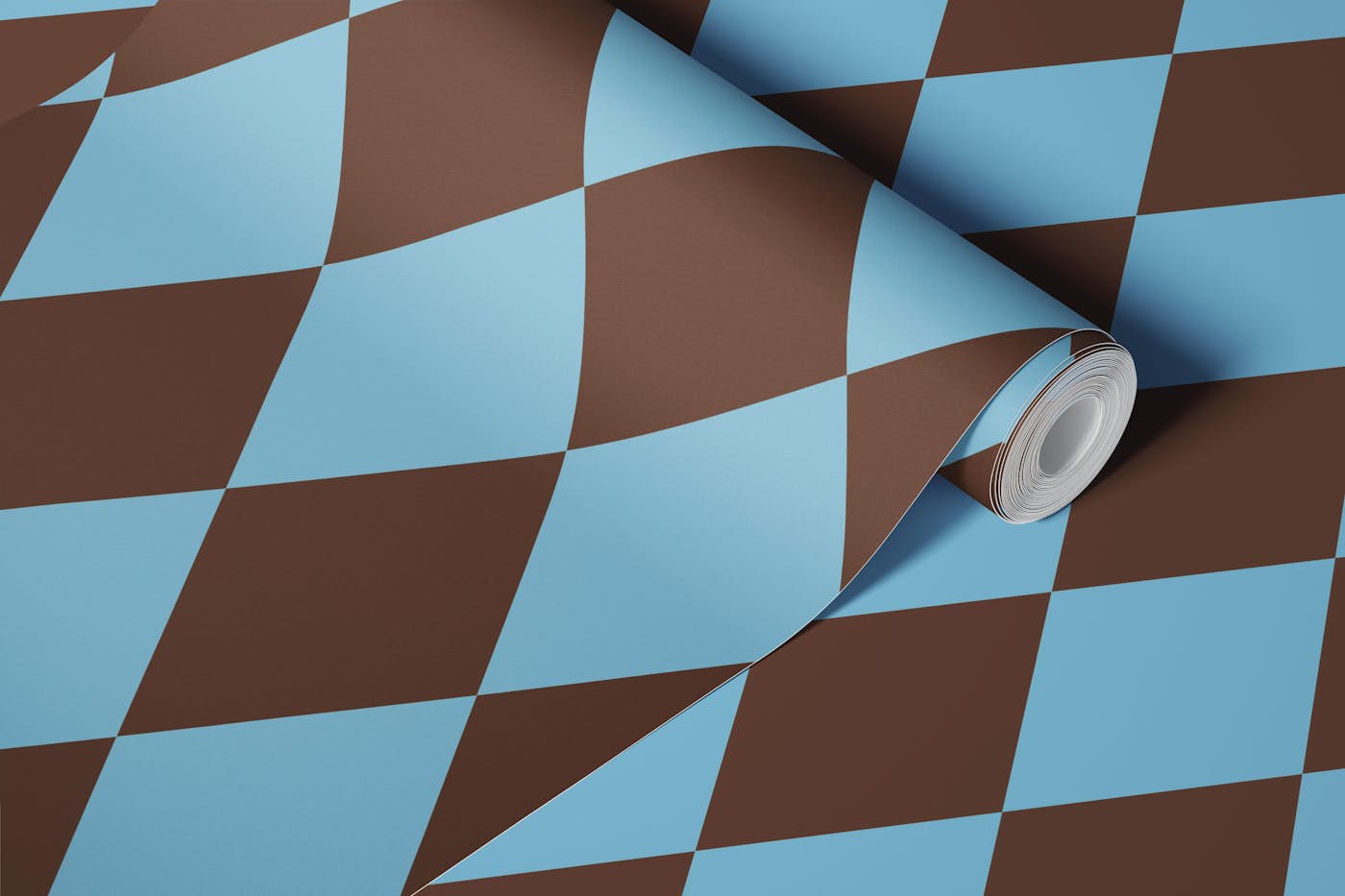 Bold Harlequin Losanges - Brown and Blue wallpaper roll