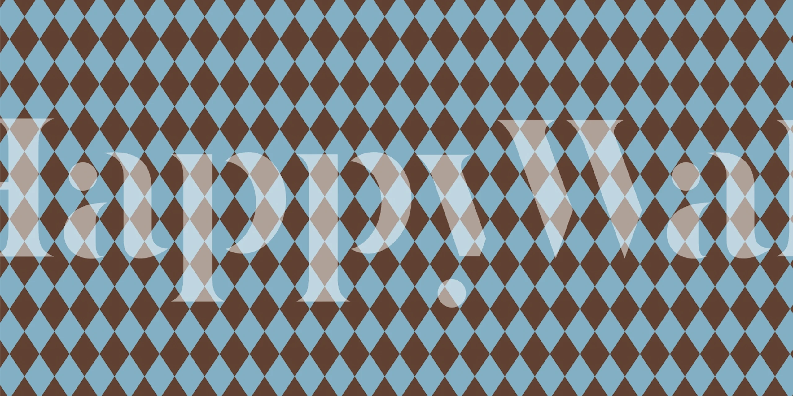 Brown and blue harlequin pattern wallpaper
