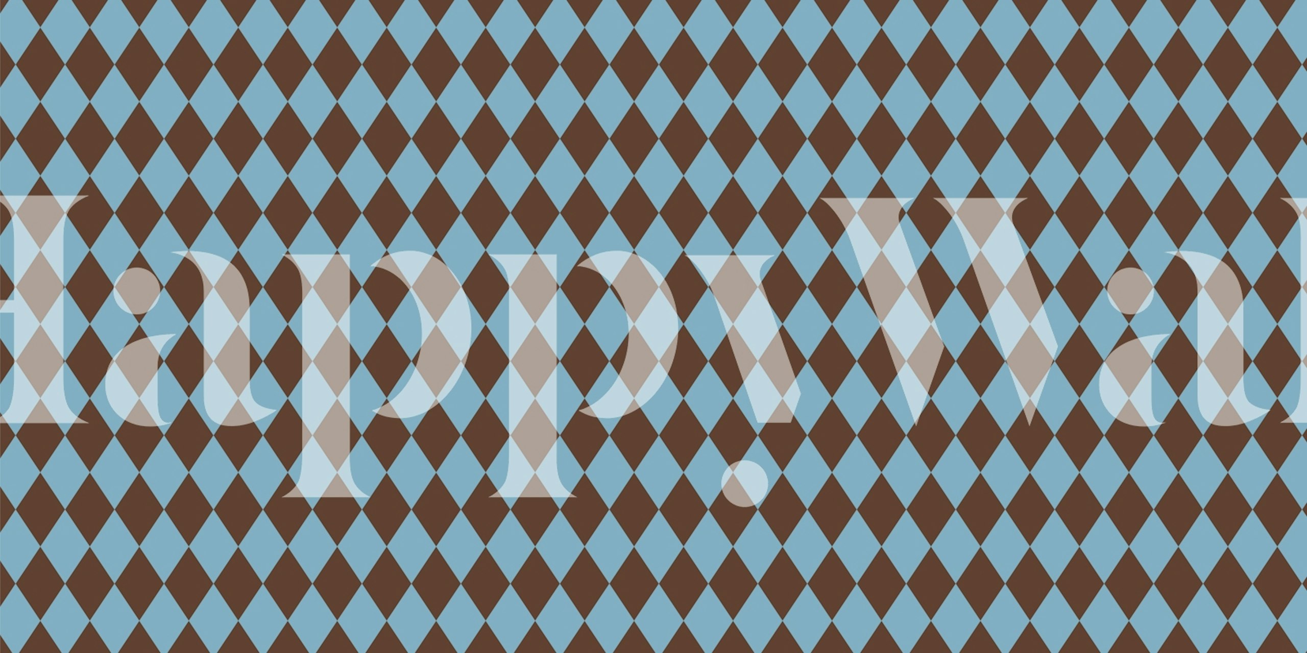 Brown and blue harlequin pattern wallpaper