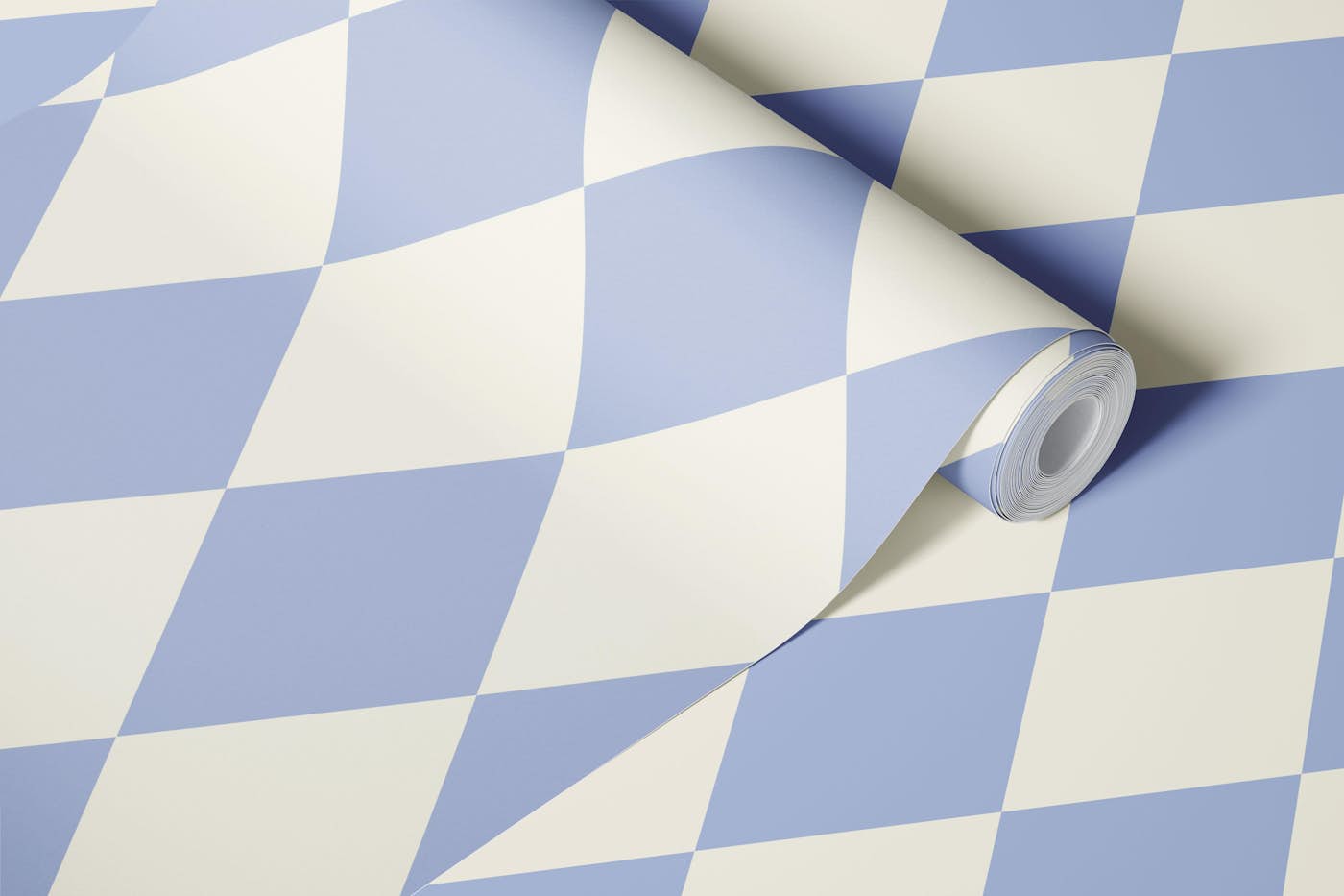 Bold Harlequin Losanges - Baby Blue and Cream wallpaper roll